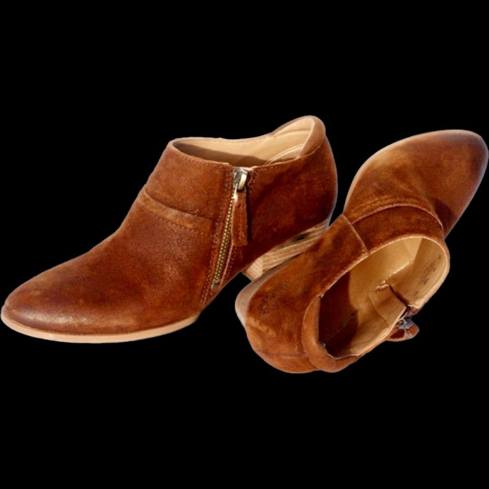 Franco Sarto Suede Leather Greco Booties size 6M | Whiskey Side Zip
